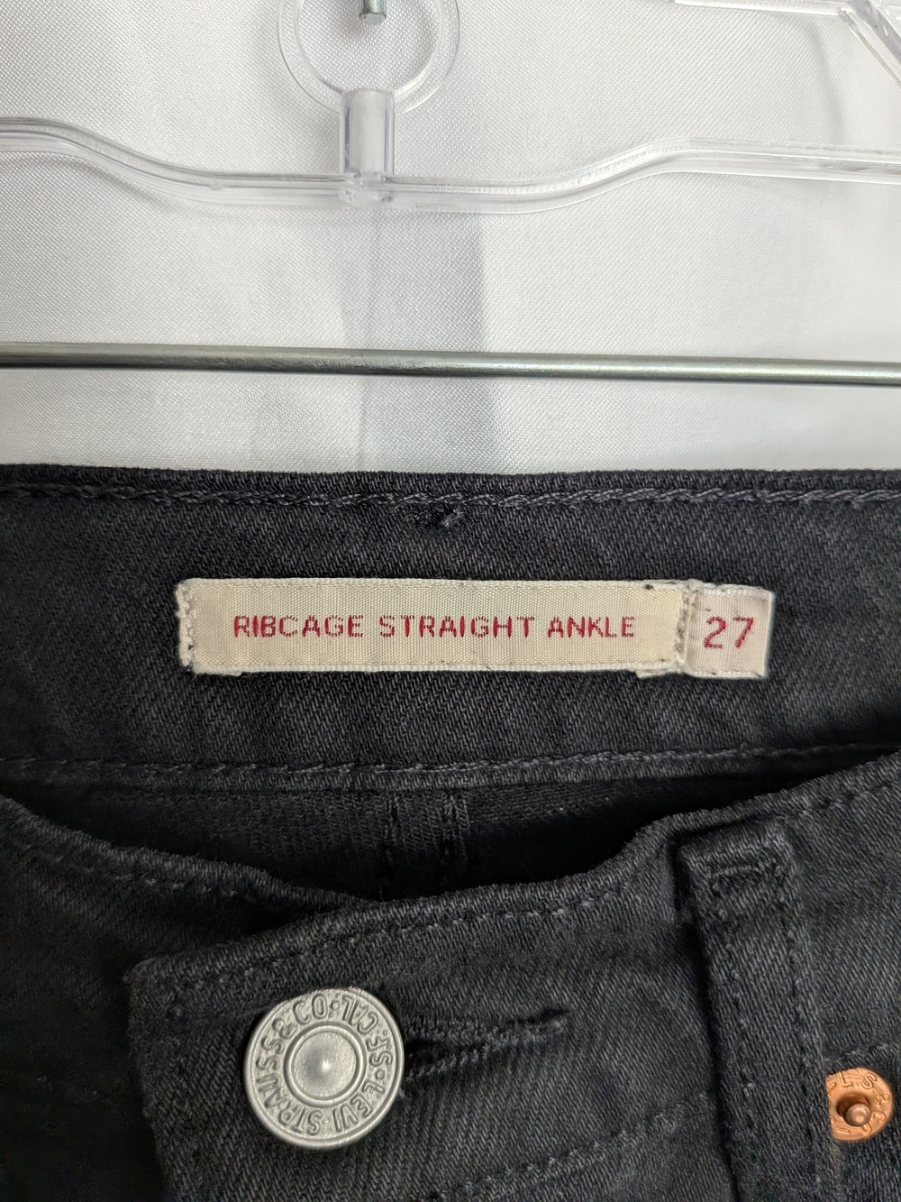 Levi's Black Ribcage Straight Ankle Jeans Size 27 - Picture 3 of 6